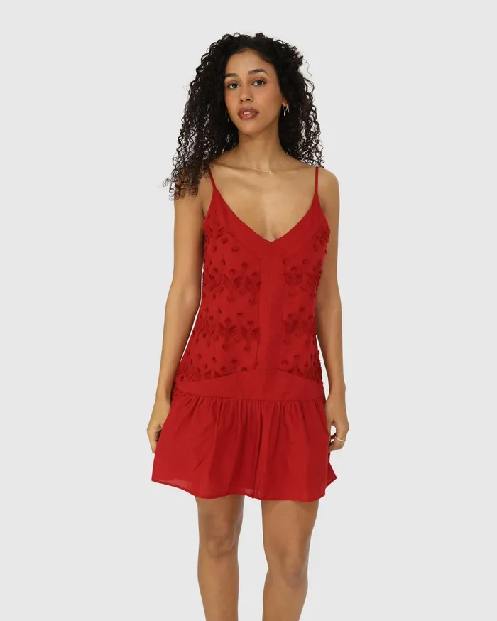 Women Dresses Belle and Bloom Sunny Afternoon Embroidered Dress 8211 Red