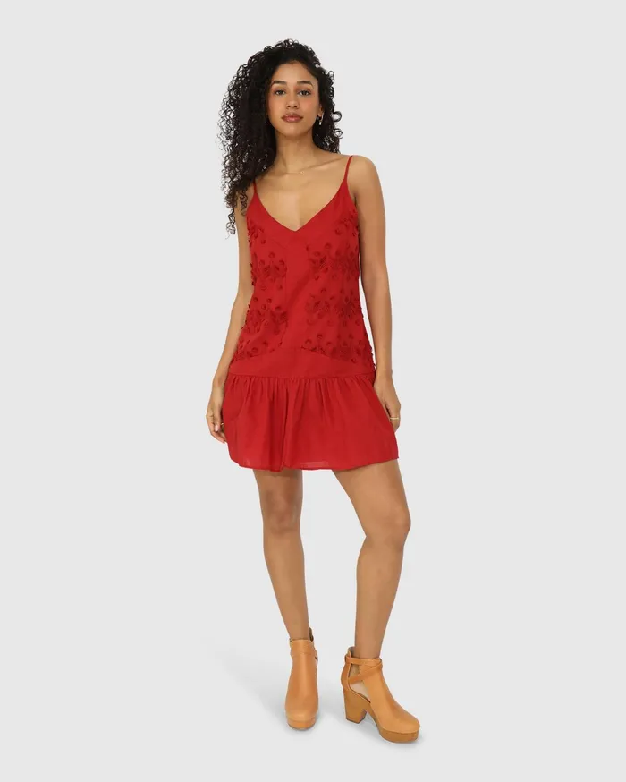 Women Dresses Belle and Bloom Sunny Afternoon Embroidered Dress 8211 Red