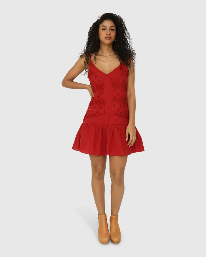 Women Dresses Belle and Bloom Sunny Afternoon Embroidered Dress 8211 Red