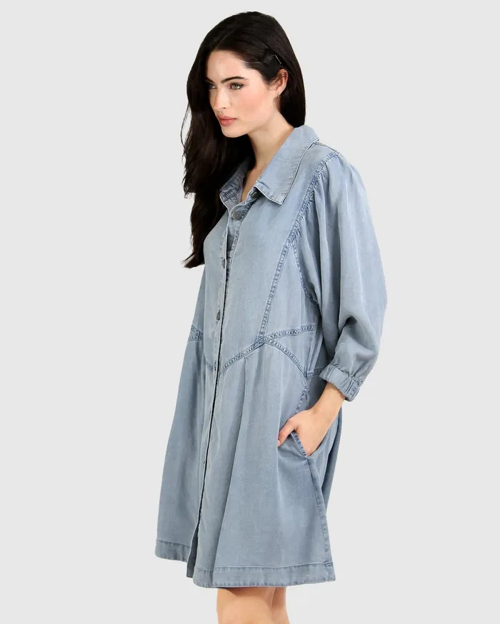 Women Dresses Belle and Bloom Supercut Denim Dress 8211 Mid Denim