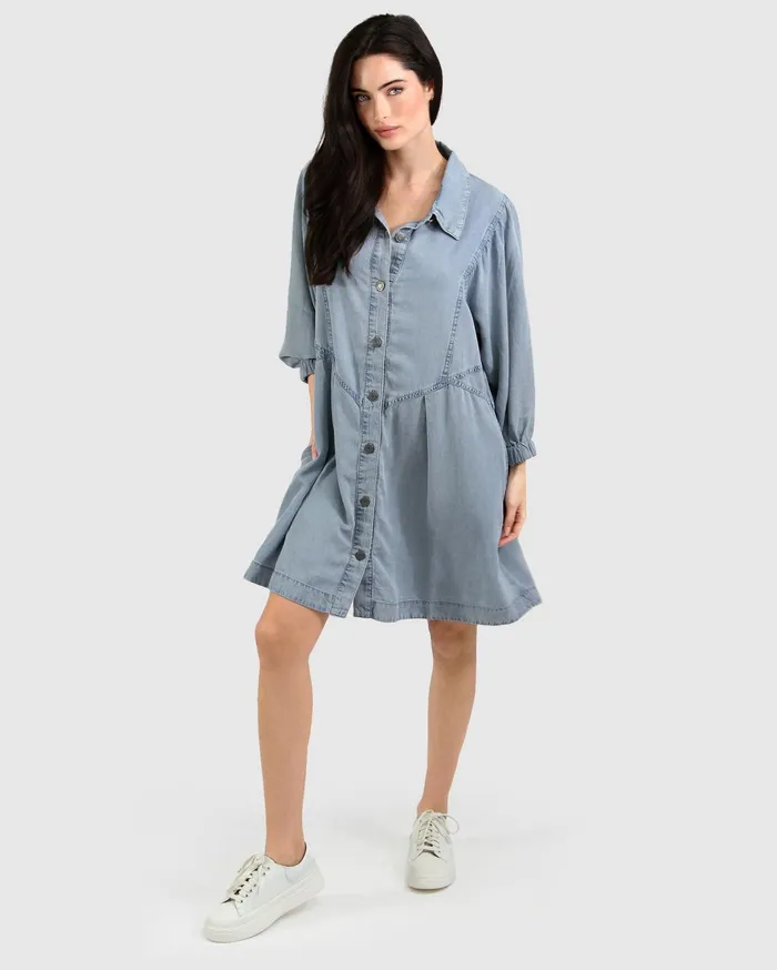 Women Dresses Belle and Bloom Supercut Denim Dress 8211 Mid Denim