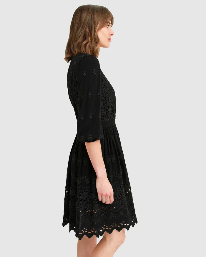 Women Dresses Belle and Bloom Sweet Talk Eyelet Mini Dress 8211 Black