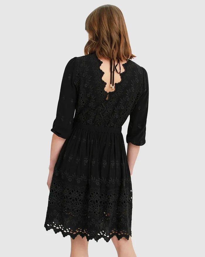 Women Dresses Belle and Bloom Sweet Talk Eyelet Mini Dress 8211 Black
