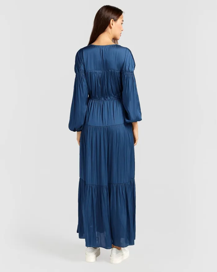 Women Dresses Belle and Bloom Window Seat Tiered Maxi Dress 8211 Blue