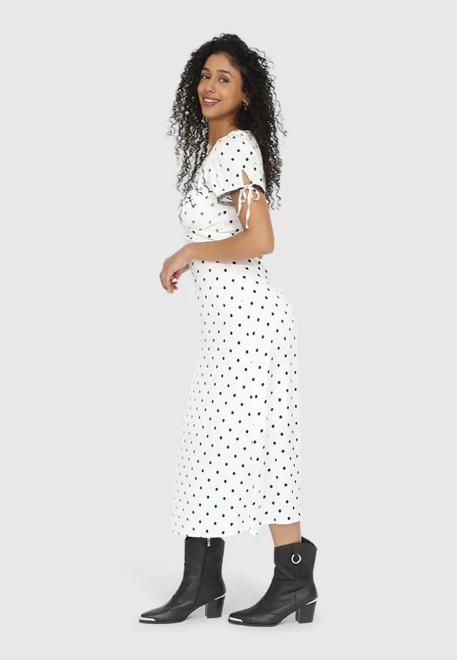 Women Dresses Belle and Bloom You and I Polka Dot Midi Dress 8211 BlackWhite