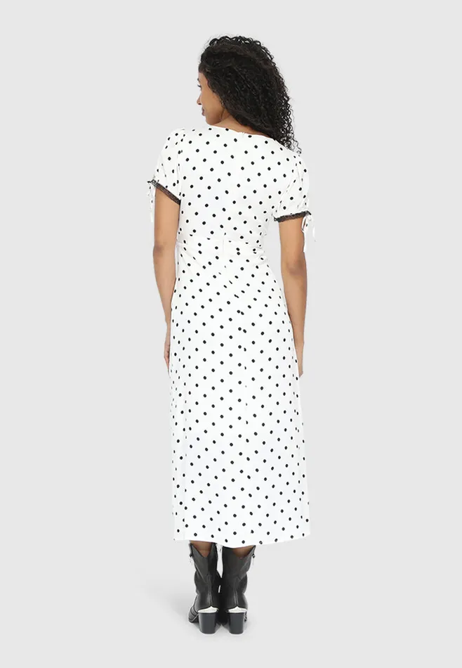 Women Dresses Belle and Bloom You and I Polka Dot Midi Dress 8211 BlackWhite