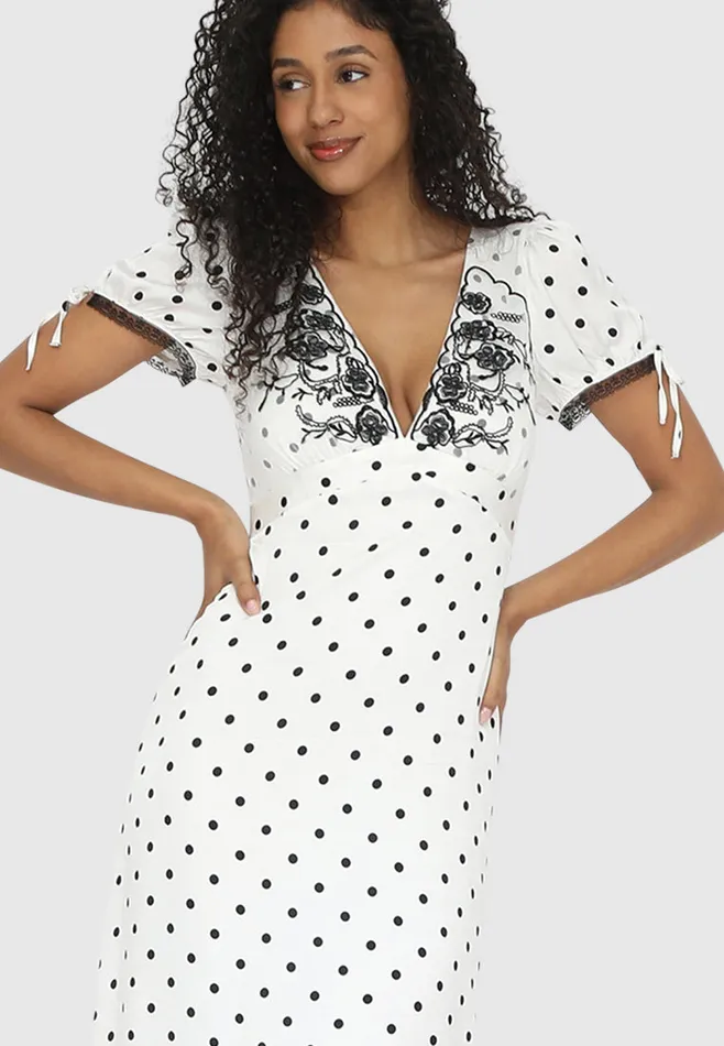Women Dresses Belle and Bloom You and I Polka Dot Midi Dress 8211 BlackWhite