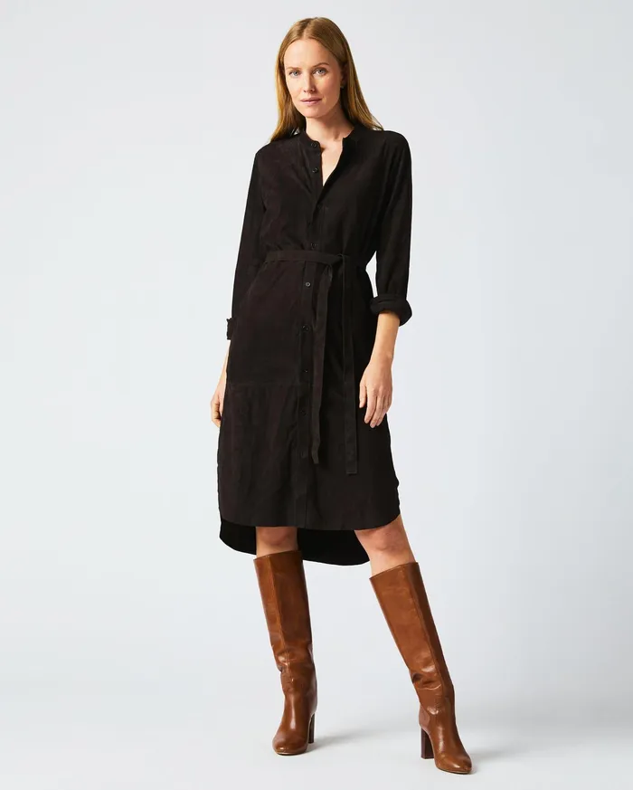 Women Dresses Billy Reid Suede Shirttail Dress Coffee Bean