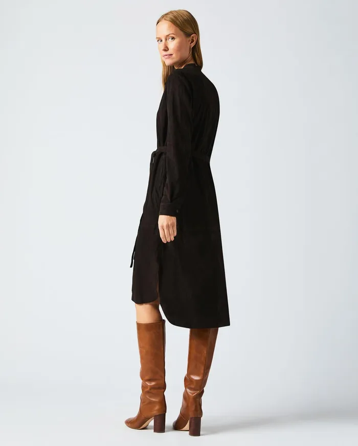 Women Dresses Billy Reid Suede Shirttail Dress Coffee Bean