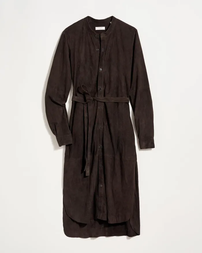 Women Dresses Billy Reid Suede Shirttail Dress Coffee Bean