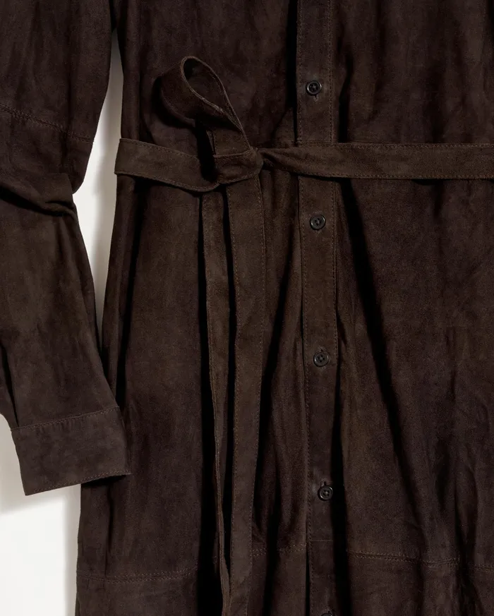 Women Dresses Billy Reid Suede Shirttail Dress Coffee Bean