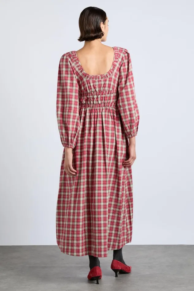 Women Dresses Damson Madder Dakota Bow Midi Dress 8211 Tartan