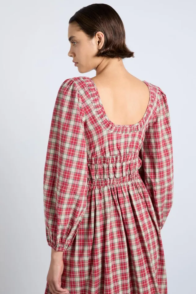 Women Dresses Damson Madder Dakota Bow Midi Dress 8211 Tartan