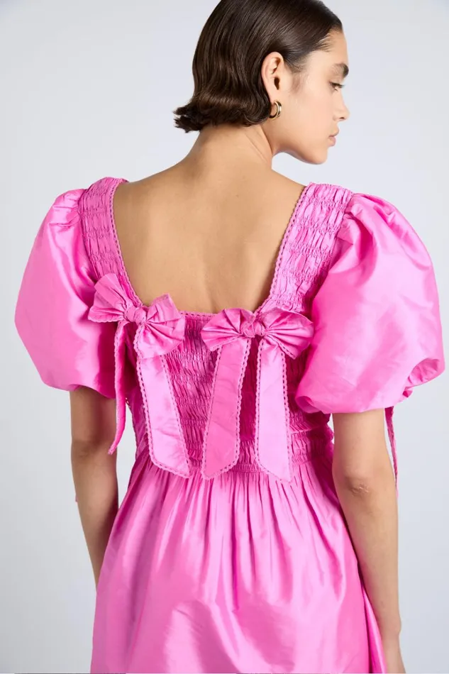 Women Dresses Damson Madder Lauren Mini Dress Pink Taffeta