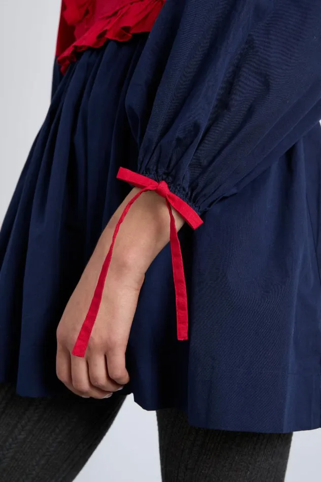 Women Dresses Damson Madder Piarra Mini Smock Dress 8211 Red and Navy