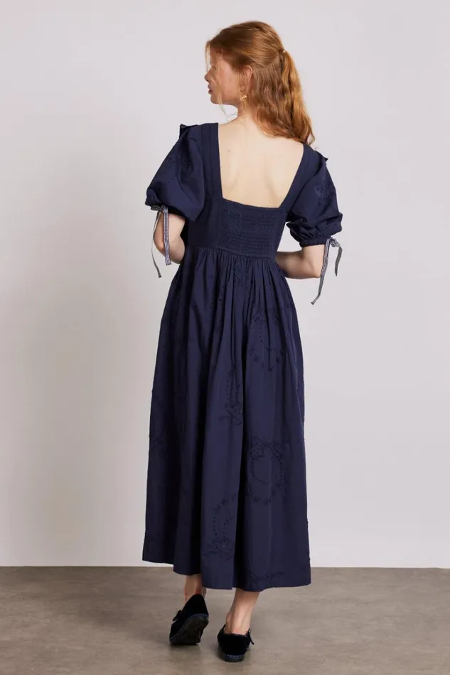 Women Dresses Damson Madder Rhea Dress 8211 Navy Broderie