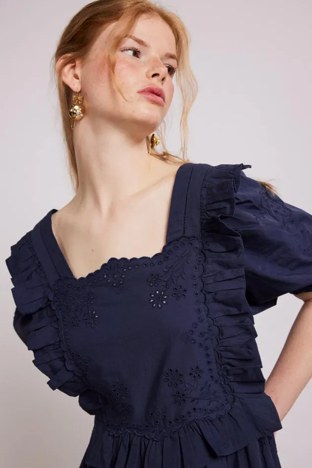 Women Dresses Damson Madder Rhea Dress 8211 Navy Broderie