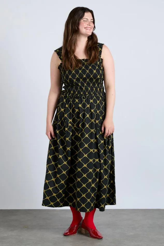 Women Dresses Damson Madder Tish Midi Dress 8211 Black Bow Print
