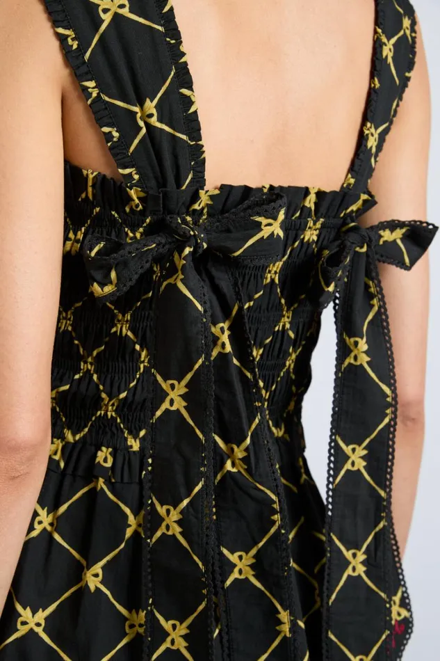 Women Dresses Damson Madder Tish Midi Dress 8211 Black Bow Print