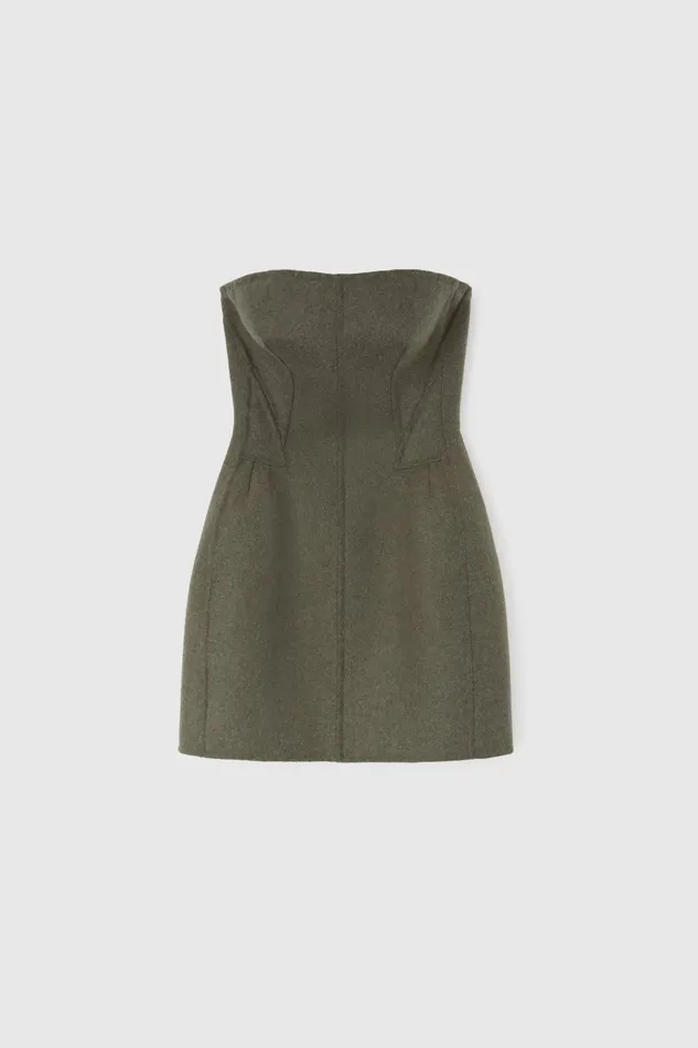 Women Dresses Ermanno Scervino Short Bustier Dress In Double Wool Green