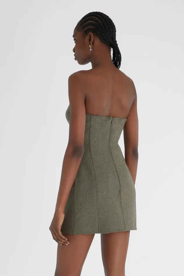Women Dresses Ermanno Scervino Short Bustier Dress In Double Wool Green