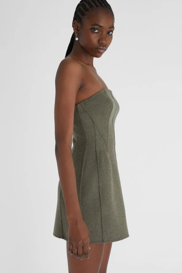 Women Dresses Ermanno Scervino Short Bustier Dress In Double Wool Green
