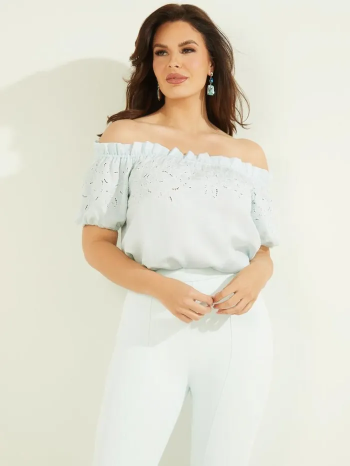 Women Eco Paradiso Embroidered Top Peaceful Sky Marciano Tops And Sweaters