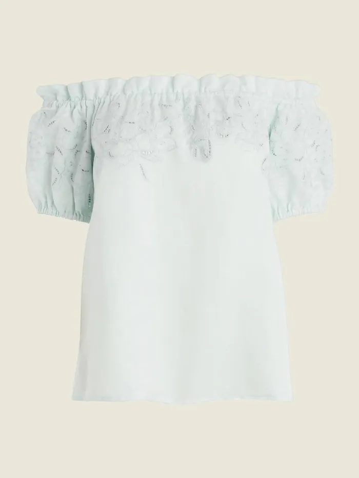 Women Eco Paradiso Embroidered Top Peaceful Sky Marciano Tops And Sweaters Women Eco Paradiso Embroidered Top Peaceful Sky Marciano Tops And Sweaters