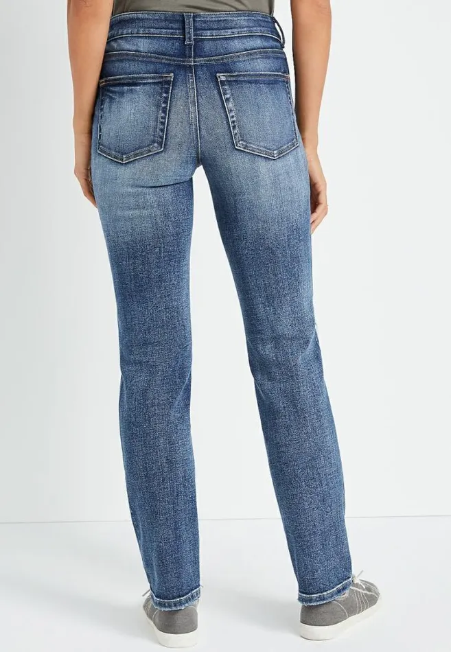 Women Edgely High Rise Medium Ripped Straight Jean Maurices Jeans