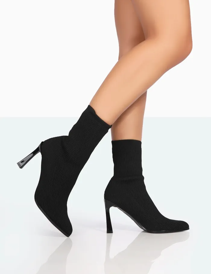 Women Farah Black Knitted Stiletto Ankle Boots Black Public Desire Sock Boots Women Farah Black Knitted Stiletto Ankle Boots Black Public Desire Sock Boots