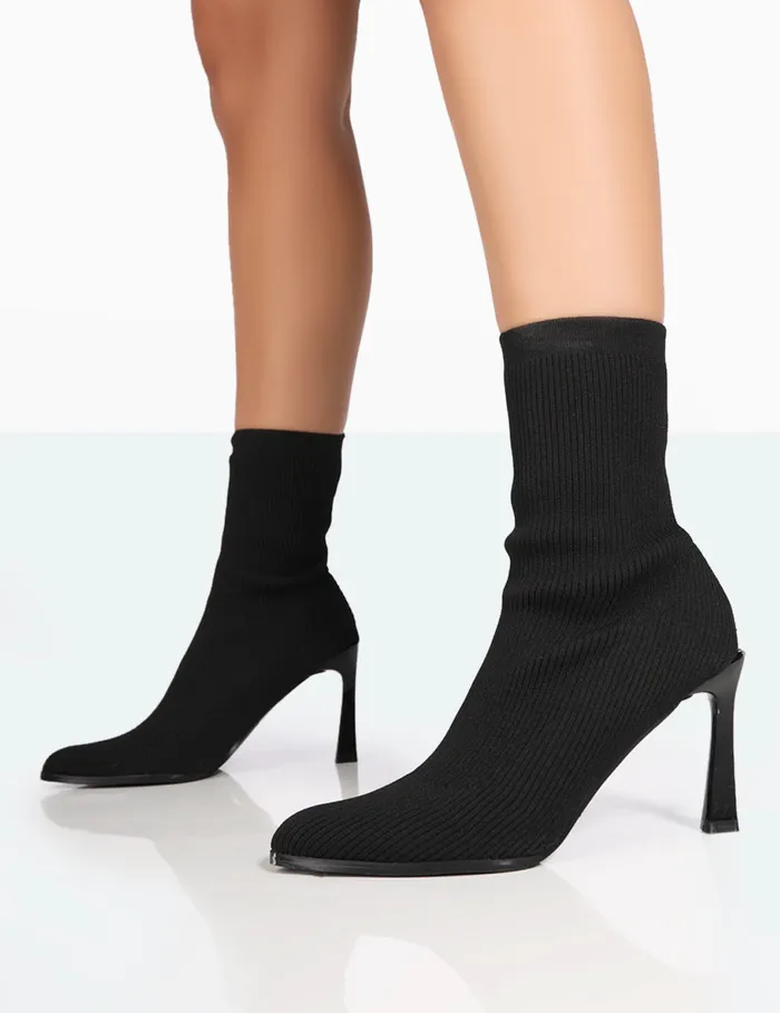 Women Farah Black Knitted Stiletto Ankle Boots Black Public Desire Sock Boots Women Farah Black Knitted Stiletto Ankle Boots Black Public Desire Sock Boots