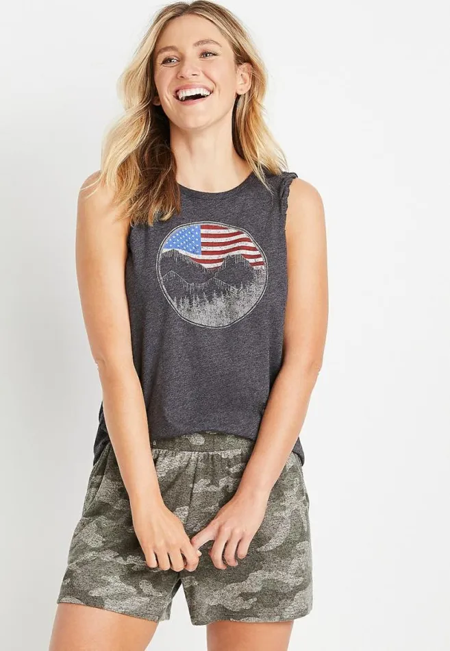 Women Flag Mountain Graphic Tank Top Maurices Tops
