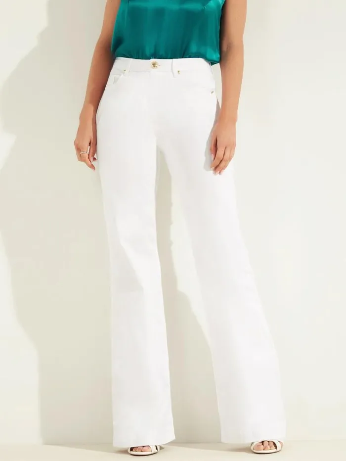 Women Flare Denim Pant White Multi Marciano Bottoms