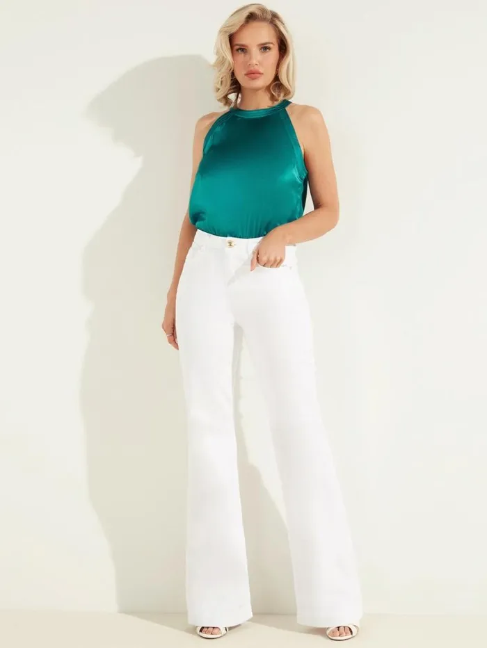 Women Flare Denim Pant White Multi Marciano Bottoms Women Flare Denim Pant White Multi Marciano Bottoms