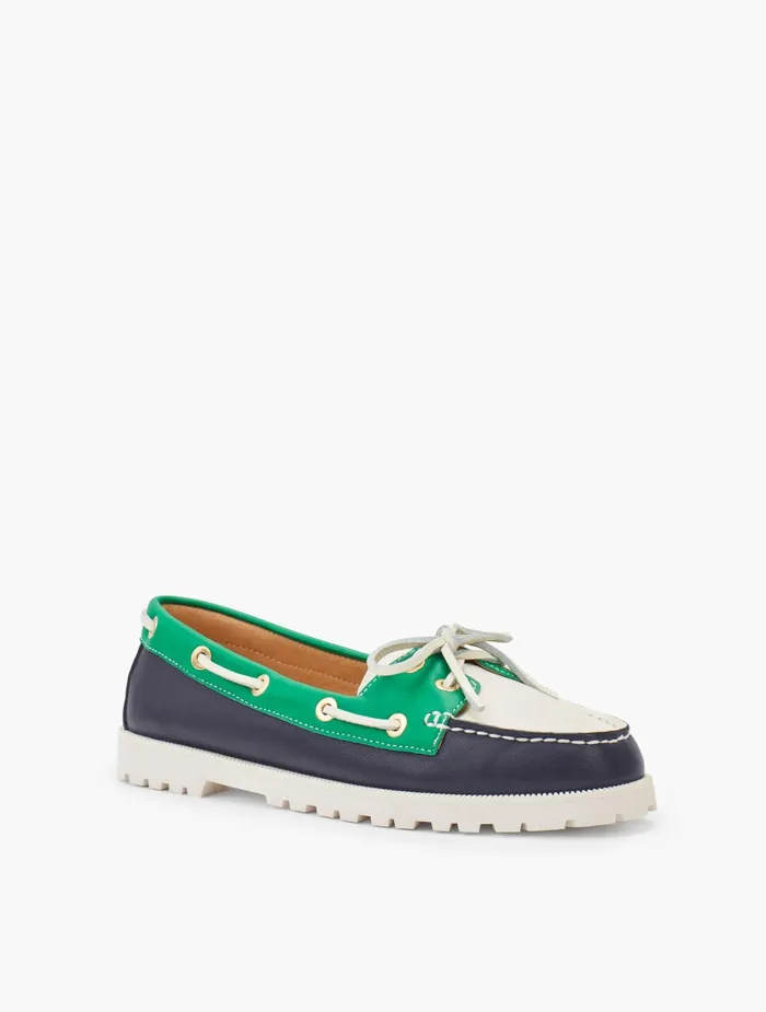Women Flats Talbots Modern Deck Shoes Indigo Blue Multi