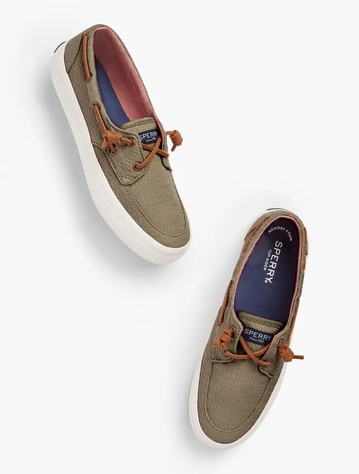 Women Flats Talbots Sperry Crest Vibe Boat Shoes Olive