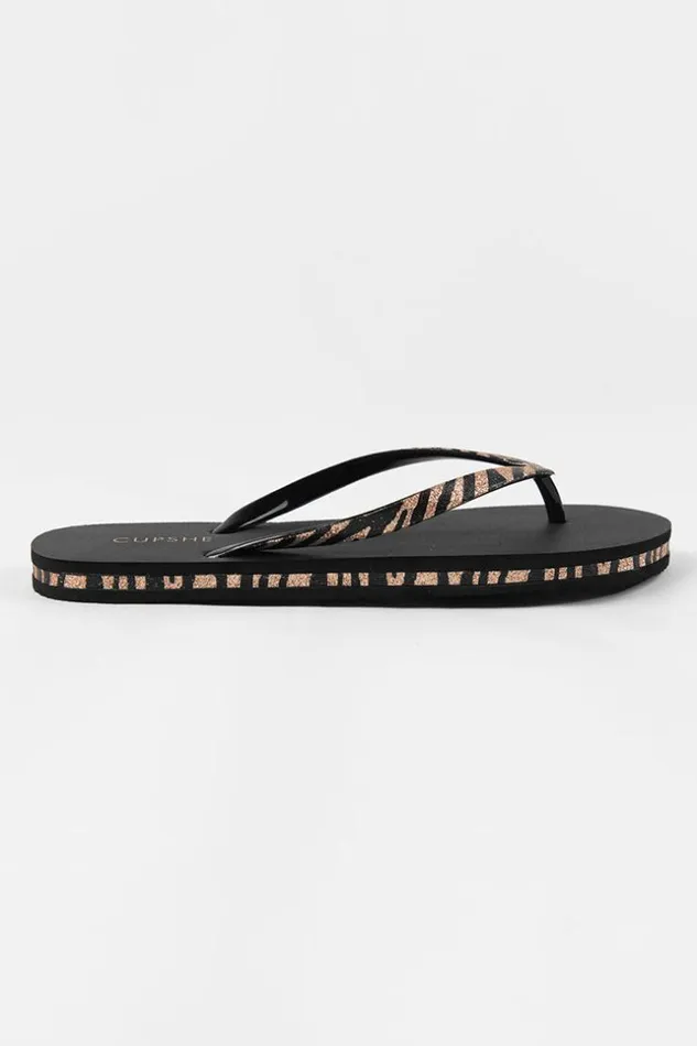 Women Flip Flops Cupshe Baker Beach Black Animal Prints Flip Flops Multicolor