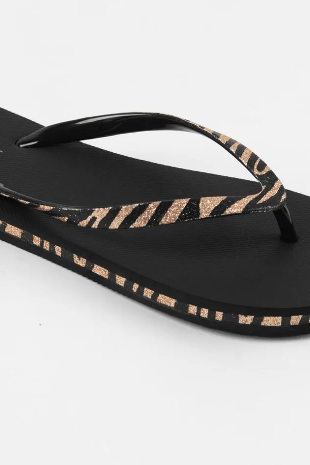 Women Flip Flops Cupshe Baker Beach Black Animal Prints Flip Flops Multicolor