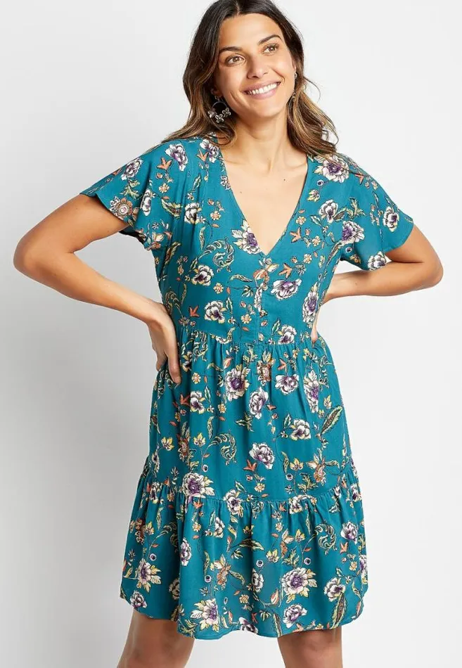 Women Floral Button Front Babydoll Dress Maurices Dresses and Jumpsuits