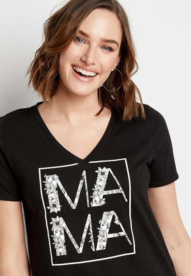 Women Floral Mama Grid Graphic Tee Maurices Tops