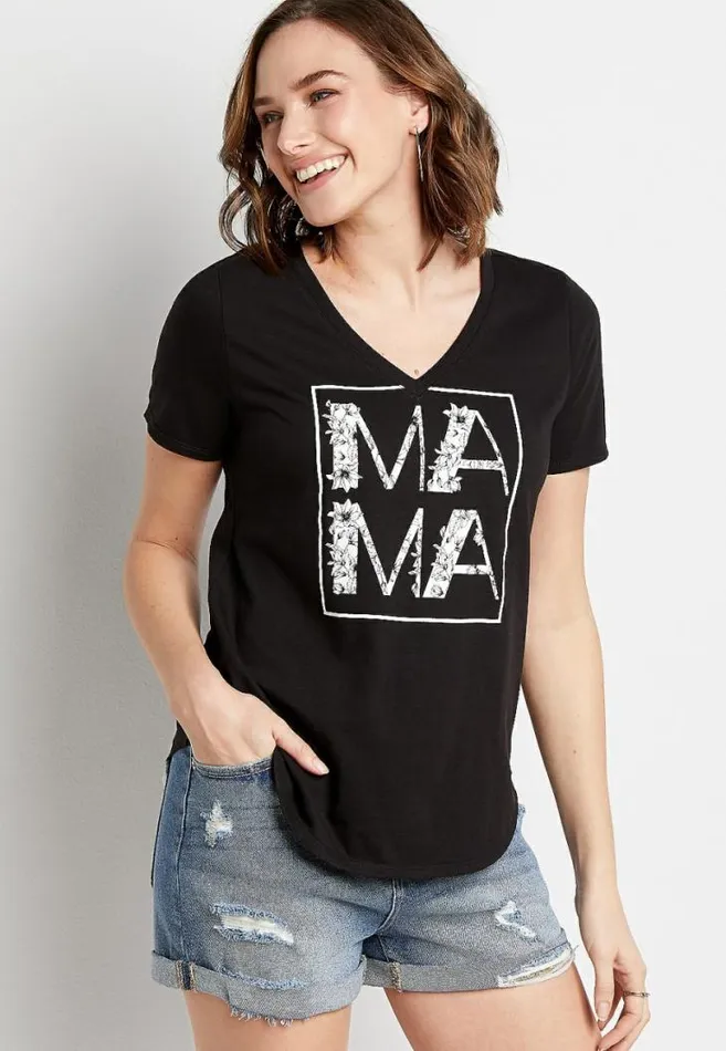 Women Floral Mama Grid Graphic Tee Maurices Tops