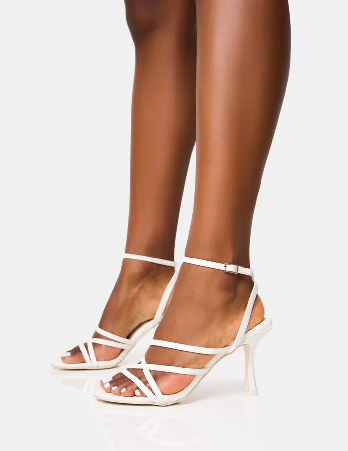 Women Free Spirit White Strappy Mid Heels White Public Desire Wedding