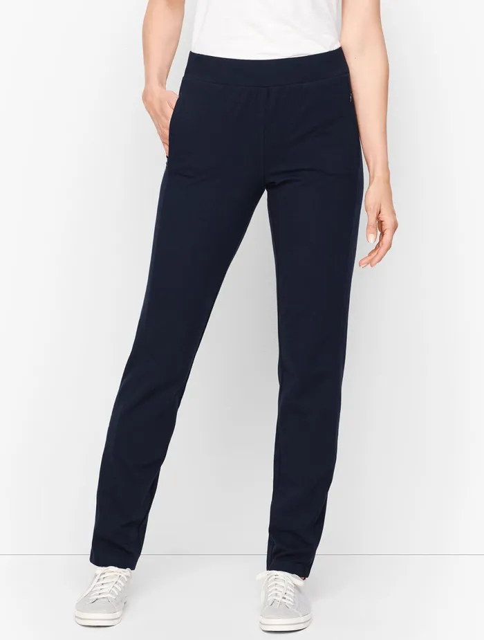 Women Full Length Talbots Everyday Straight Leg Yoga Pants Indigo Blue