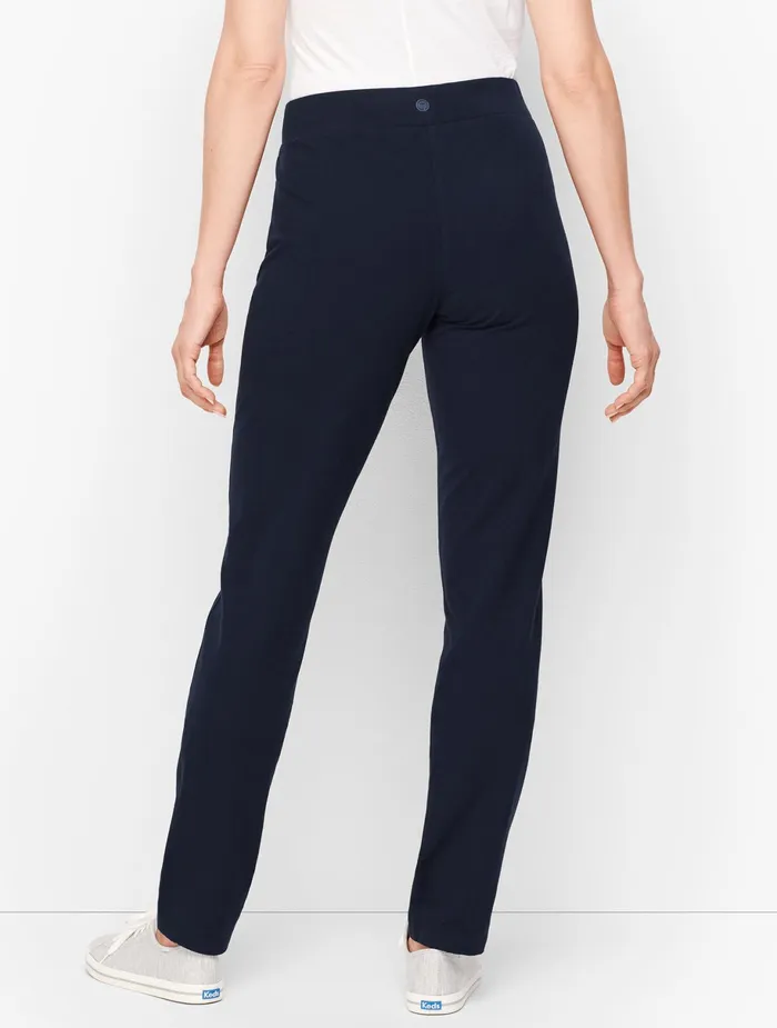 Women Full Length Talbots Everyday Straight Leg Yoga Pants Indigo Blue