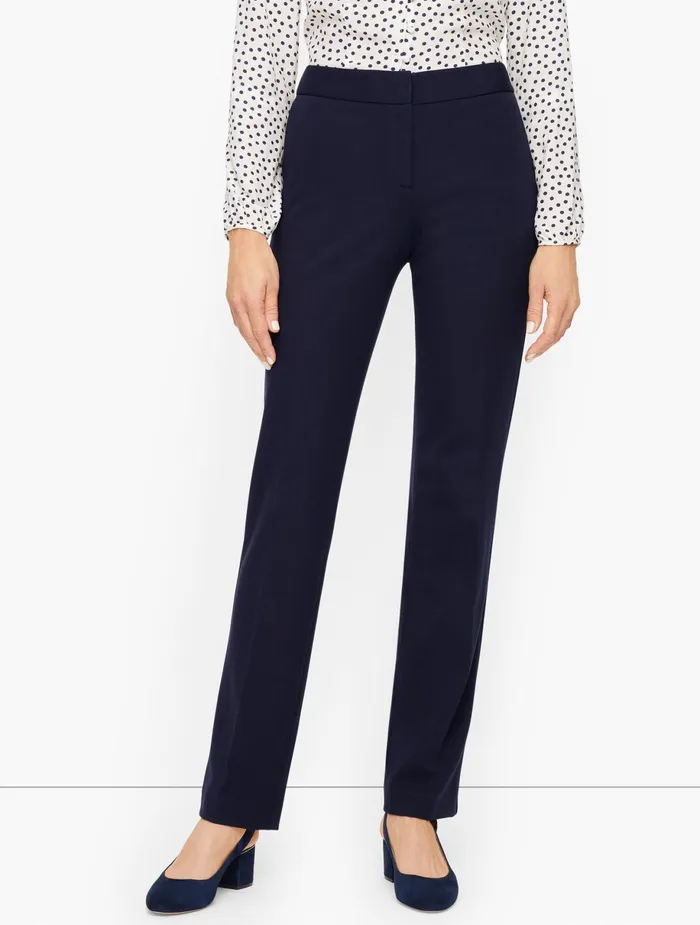 Women Full Length Talbots Italian Luxe Knit Cambridge Straight Leg Pants Black