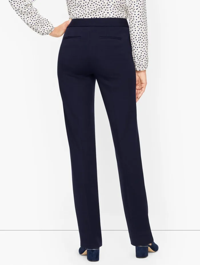 Women Full Length Talbots Italian Luxe Knit Cambridge Straight Leg Pants Black