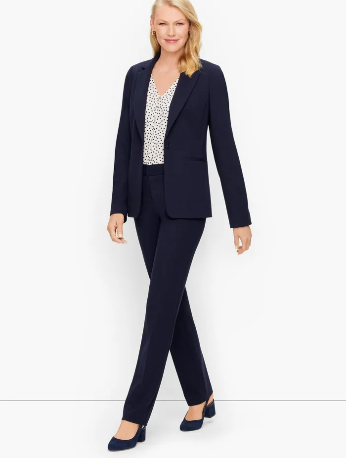 Women Full Length Talbots Italian Luxe Knit Cambridge Straight Leg Pants Black