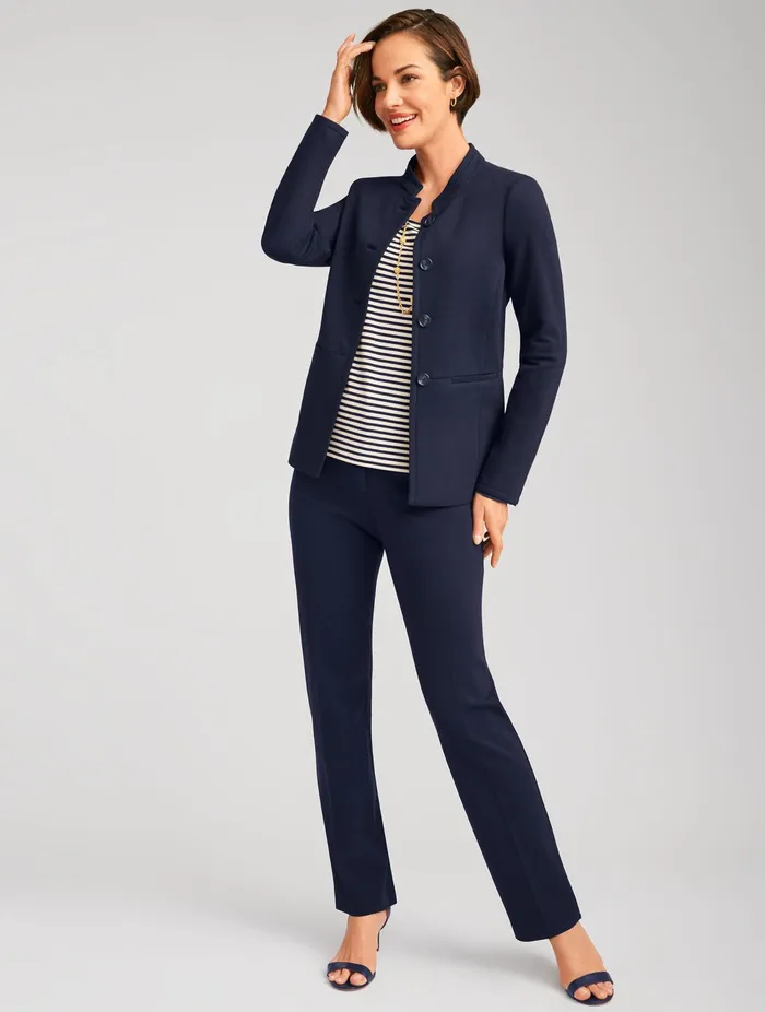 Women Full Length Talbots Italian Luxe Knit StraightLeg Pants Black