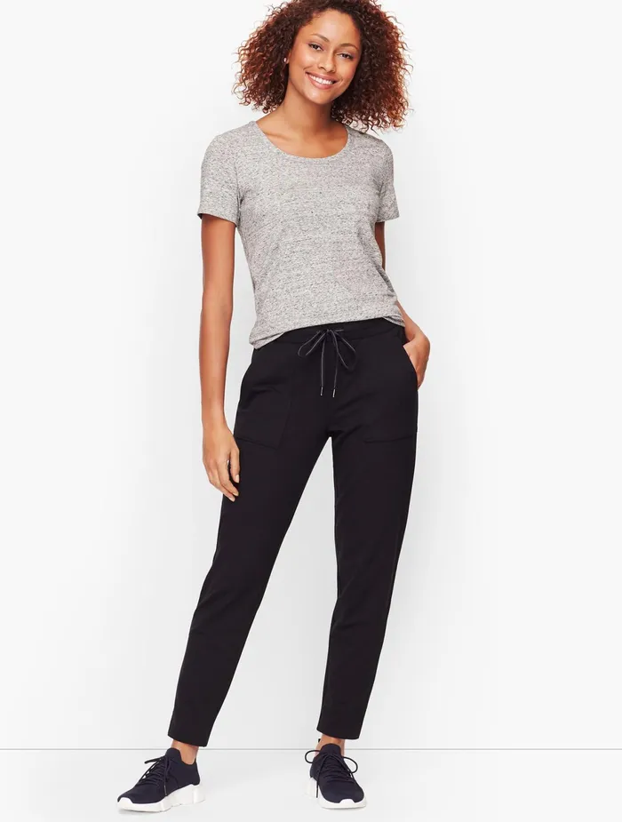 Women Full Length Talbots Pima Terry Jogger Pants Black
