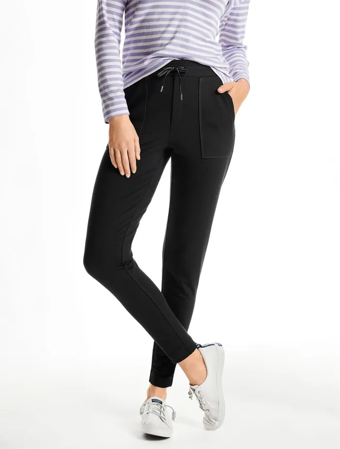 Women Full Length Talbots Pima Terry Jogger Pants Black